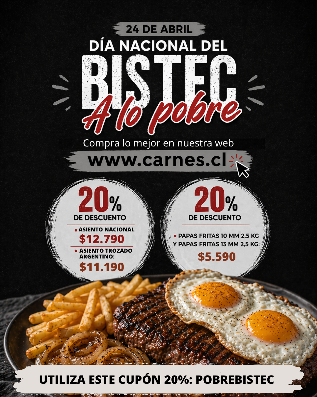 solo por 24h dia del bistec a lo pobre