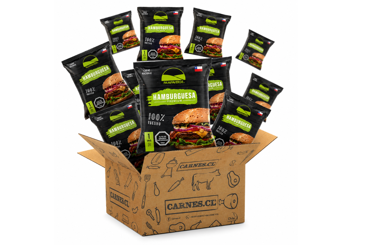 caja de hamburguesas 36 x 100g pampaverde.
