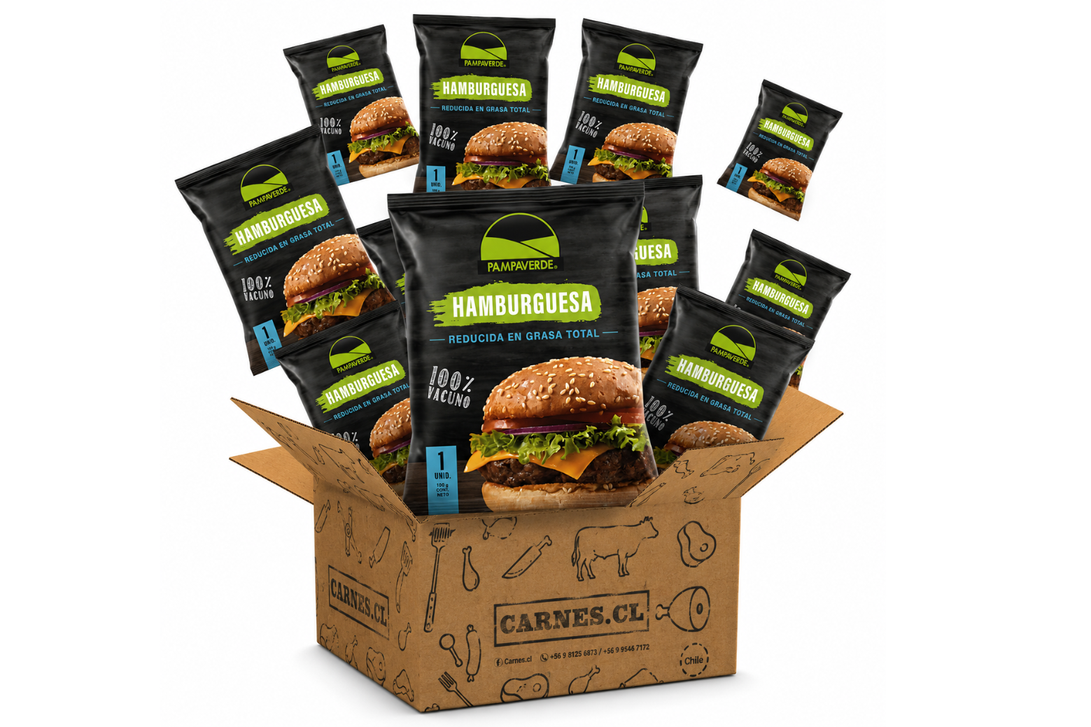 caja de hamburguesas reducida en grasa 36 x 100g pampaverde