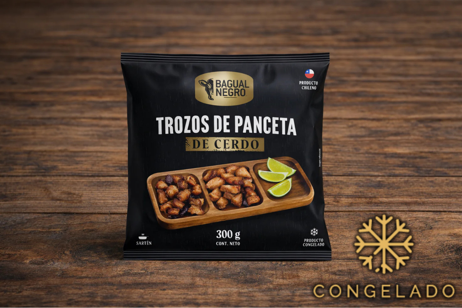 trozos de panceta bagual negro